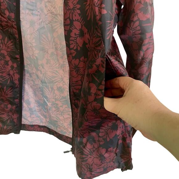 Sunrise Kingdom Red Black Floral Waterproof Hooded Windbreaker Women's Small - Picture 4 of 7